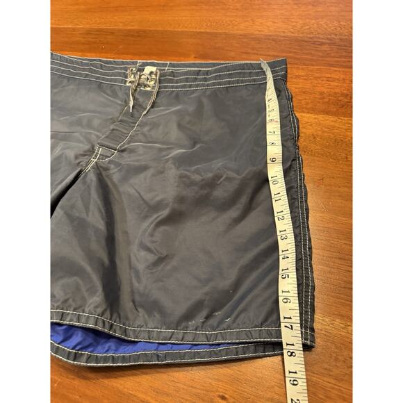 XL Birdwell Beach Britches Surf Swim Trunks Blue 40 Bleach Stain Vintage Nylon - Picture 11 of 13